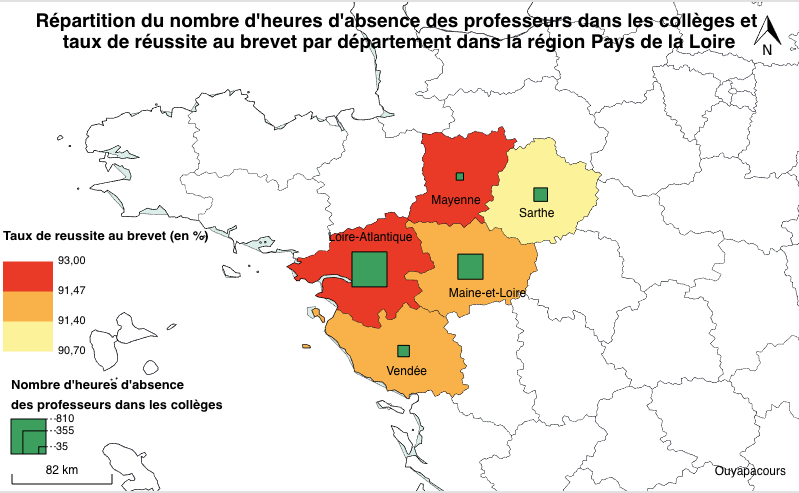 Nombre d'heures d'absences - régions